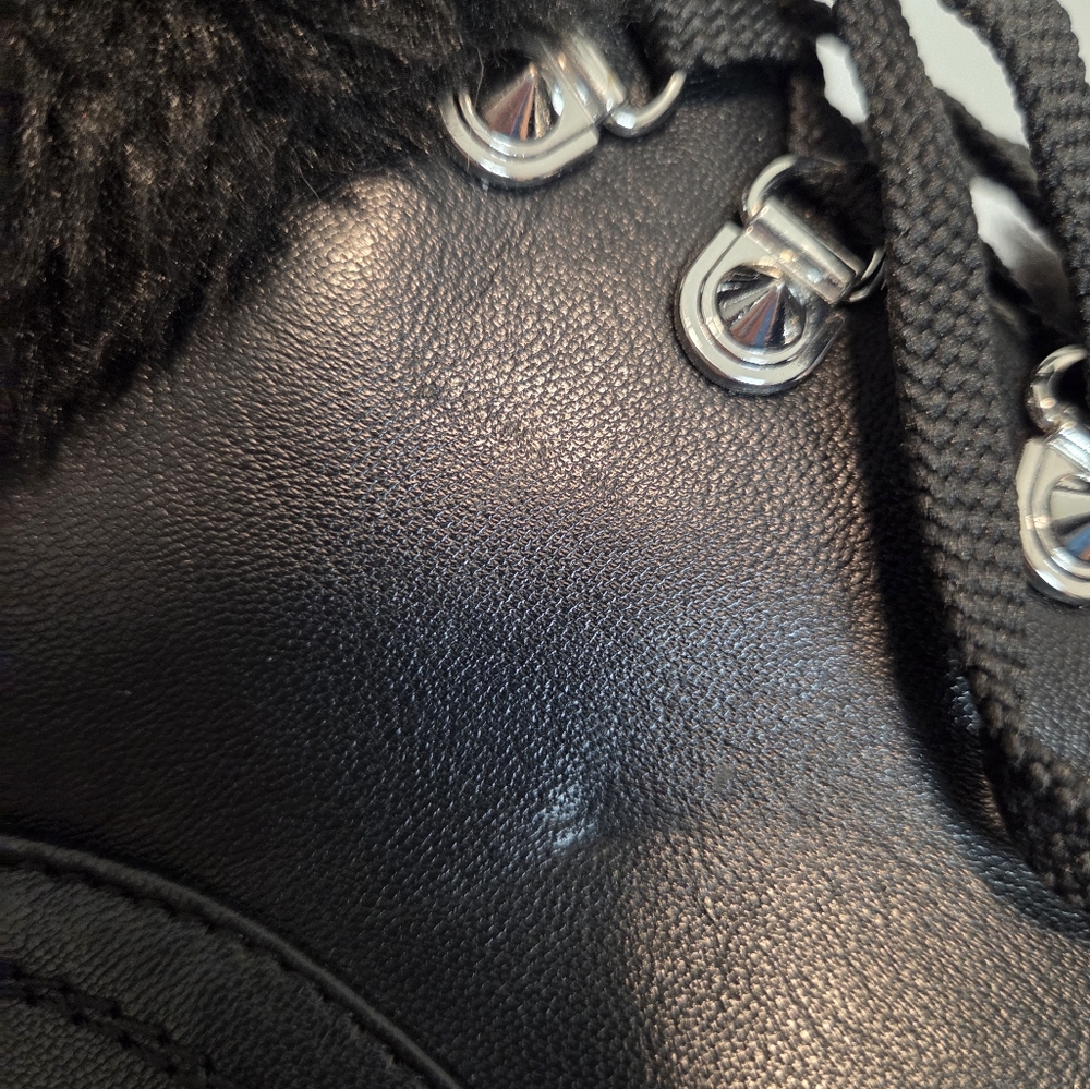 G By Guess Black Lace Up And Zip Stacked Heel Boots Studded Size 7.5 M - Picture 9 of 16